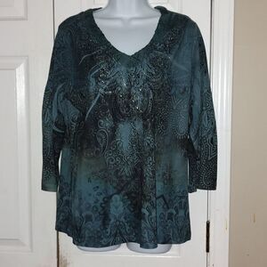 Chico's  turquoise  3/4 length sleeve top  Sz L (12)